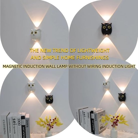 Night light - Mood lamp - LED lighting - Night lamp - LED cabinet light and stair light with sensor - Two-tone - USB rechargeable night light - Magnetic mounting - For children's room, bedroom, hall or corridor, etc. (White)
