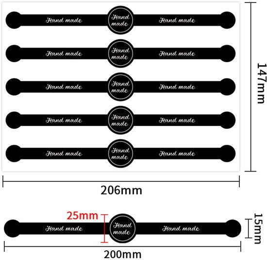 Stickers - 50 sheets - Baking stickers - Strip stickers - DIY baking stickers - Sealing stickers for cake boxes and dessert packaging