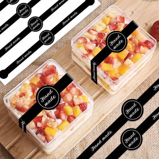 Stickers - 50 sheets - Baking stickers - Strip stickers - DIY baking stickers - Sealing stickers for cake boxes and dessert packaging