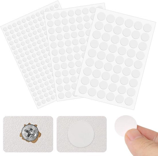 Screw Hole Stickers - 350 White Stickers - Self-adhesive screw covers - Suitable for screw holes in desks, cabinets and furniture.