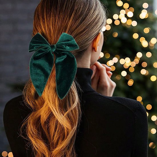 Hairclips - Set of 4 - Hair accessories - Hairclips with bows - Accessories suitable for little girls and mothers - Red, green, white and checked