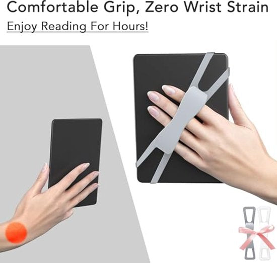 2-Pack Hand Rests for E-Readers & Tablets - Non-Slip & Comfortable to Hold - Suitable for 4.7-8 Inch Screens - White + Gray