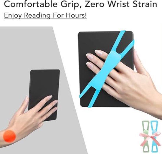 2-Pack Hand Rests for E-Readers & Tablets - Non-Slip & Comfortable to Hold - Suitable for 4.7-8 Inch Screens - Blue + Green