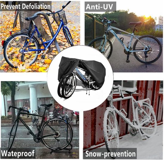 Bicycle cover - Suitable for 2 bicycles - Waterproof for outdoor use - UV protective - Bicycle cover with lock hole - Suitable for mountain bikes and electric bicycles