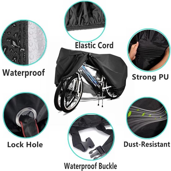 Bicycle cover - Suitable for 2 bicycles - Waterproof for outdoor use - UV protective - Bicycle cover with lock hole - Suitable for mountain bikes and electric bicycles