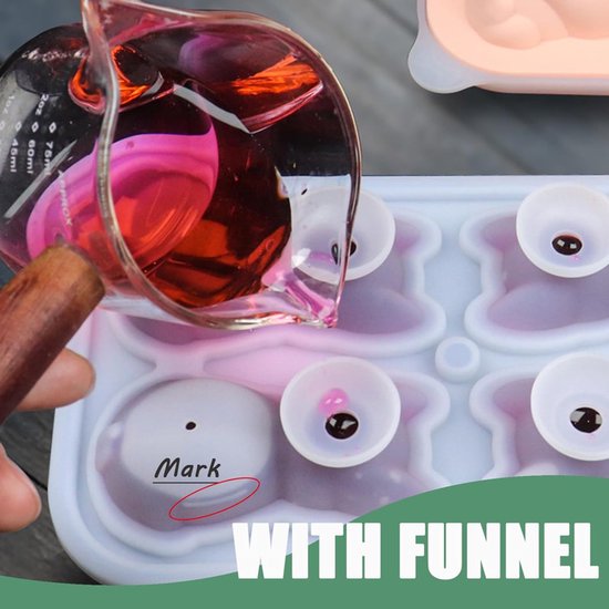 3D French Bulldog Ice Cube Mold - With Integrated Funnel - Cute Dog Shape - Silicone & Easy De-molding