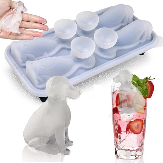 3D Labrador Ice Cube Mold - With Integrated Funnel - Dog Friendly Shape - Silicone & Easy De-molding