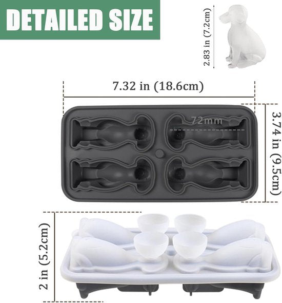 3D Labrador Ice Cube Mold - With Integrated Funnel - Dog Friendly Shape - Silicone & Easy De-molding