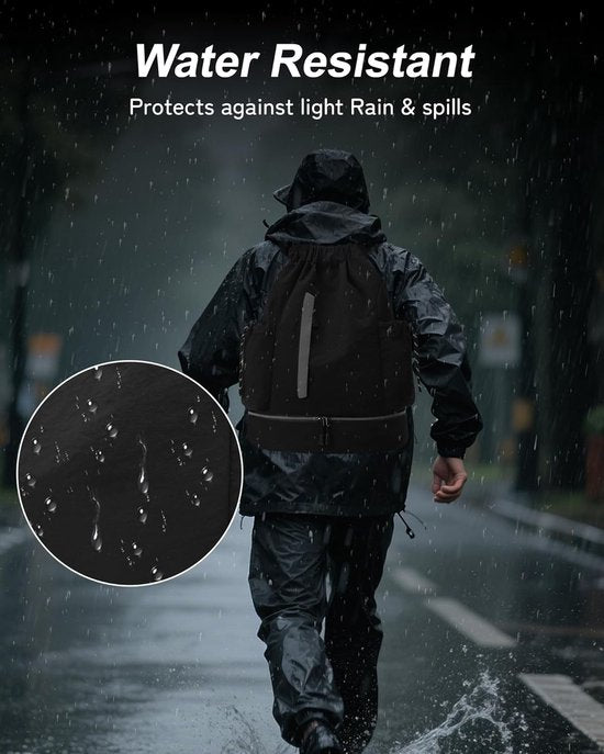 Drawstring Backpack - Waterproof Sports Bag - Lightweight Sports Backpack - With Shoe Compartment - Unisex - Suitable for Basketball, Football, Swimming and Travel - Vegetable