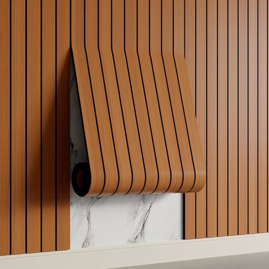 Self-adhesive 3D Wall Panel - Walnut Look - PVC Plank 300x40 cm for Wall & Ceiling - Soundproof