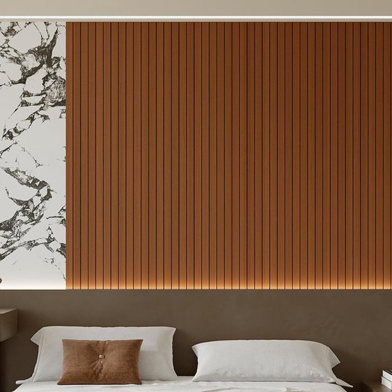 Self-adhesive 3D Wall Panel - Walnut Look - PVC Plank 300x40 cm for Wall & Ceiling - Soundproof