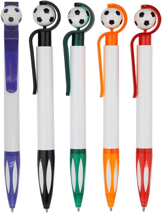 5-Pack Football Ballpoint Pens - Retractable & Non-Slip Grip - 1.0mm Black Ink for Smooth Writing