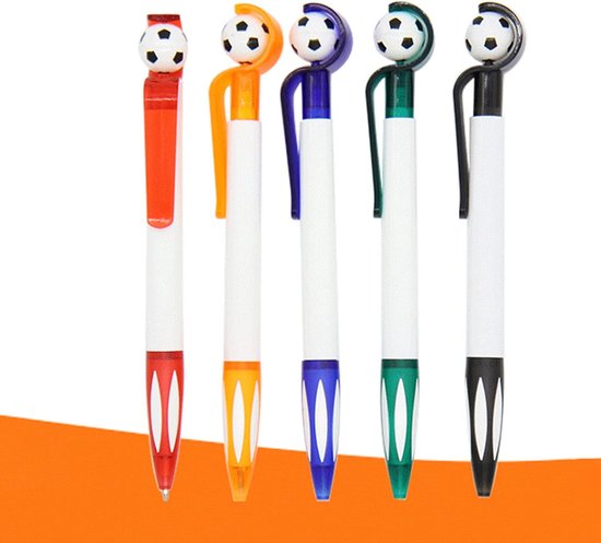 5-Pack Football Ballpoint Pens - Retractable & Non-Slip Grip - 1.0mm Black Ink for Smooth Writing