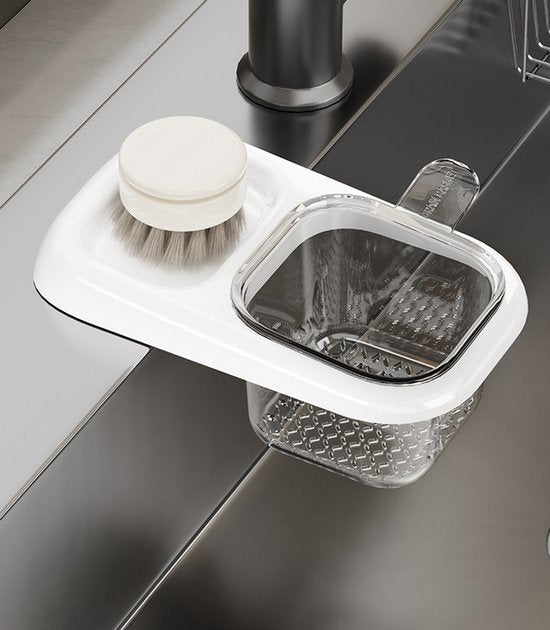 Sink Strainer & Drip Rack - With Suction Cup & Removable Strainer Tray - For Vegetables & Food Leftovers - Beige