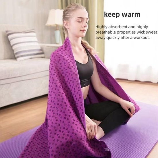 Yoga towel - Yoga towel - Yoga towel - Moisture-regulating and non-slip - Yoga towel - Quick-drying yoga mat fabric - Breathable yoga mat with mesh storage bag - Suitable for hot yoga, pilates and fitness - Purple