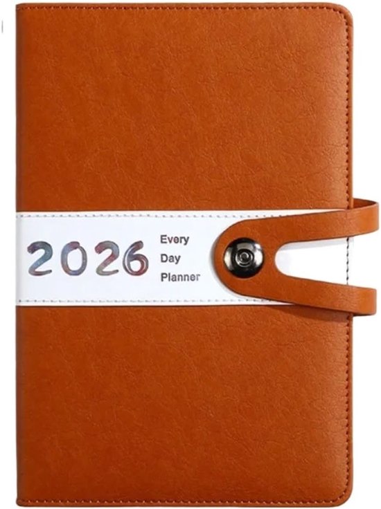 Agenda 2026 adults - Planner - Journal - Organizer - Business - Texture - PU material - A5 format - Brown