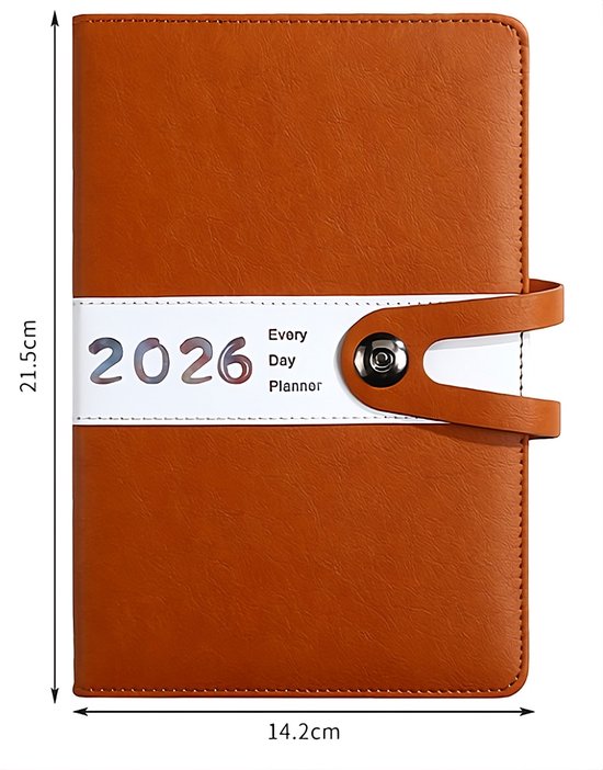 Agenda 2026 adults - Planner - Journal - Organizer - Business - Texture - PU material - A5 format - Brown