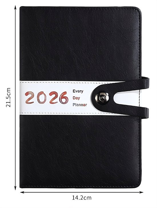 Agenda 2026 Adults - Planner - Journal - Organizer - Business - Texture - PU Material - A5 Format - Black