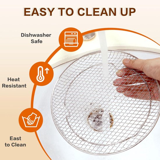 Multi-layer air fryer rack (3 round layers) - Air fryer baking pan - Air fryer grid - 304 stainless steel - Safe to use in air fryers, steam ovens, regular ovens and dishwashers - 20.3 cm - Silver