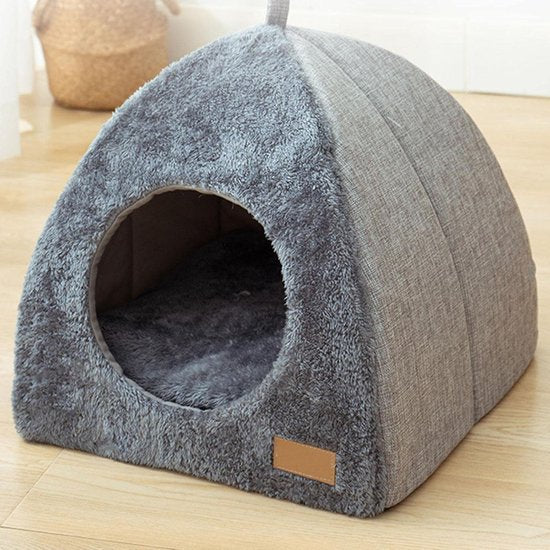Tents Pet Bed - With Removable &amp; Washable Cushion - Warm &amp; Soft Fleece Fabric - For Cats &amp; Small Dogs