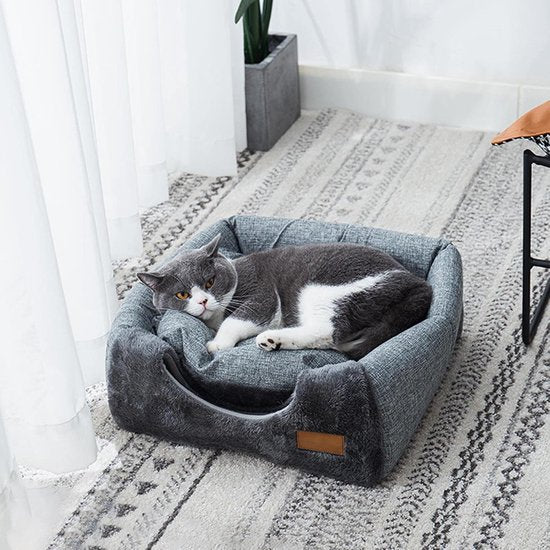 Tents Pet Bed - With Removable & Washable Cushion - Warm & Soft Fleece Fabric - For Cats & Small Dogs