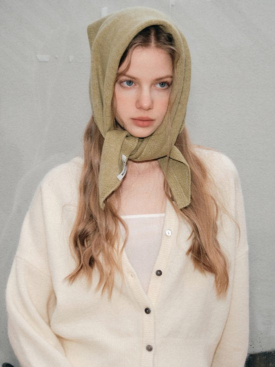 Triangular Knitted Scarf - Soft Acrylic Fabric - As a Scarf, Shawl or Blanket - In Solid Colors - Green