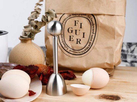 Egg Shell Cracker - Stainless Steel Manual Cutter for Perfect Cuts - Suitable for Soft- and Hard-Boiled Eggs