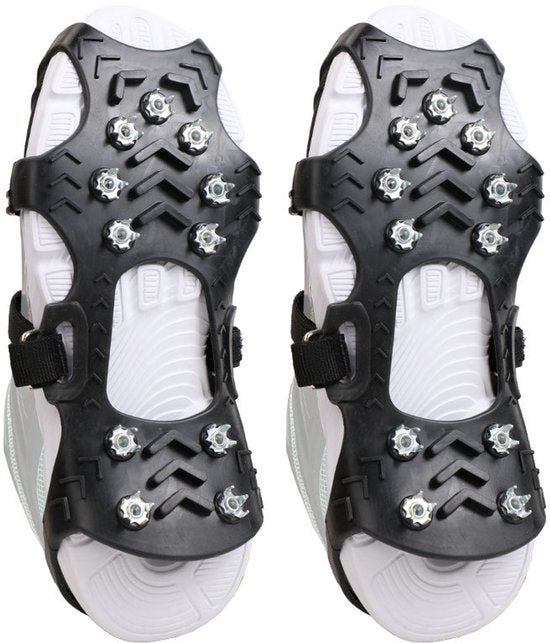 Snow Ice Hooks - Stainless Steel Anti-Slip Tips with Velcro &amp; Straps - For Winter Hiking &amp; Ice Fishing - Suitable for shoe sizes 41-43