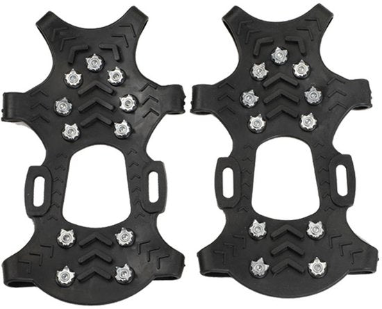 Snow Ice Hooks - Stainless Steel Anti-Slip Tips with Velcro & Straps - For Winter Hiking & Ice Fishing - Suitable for shoe sizes 44-48