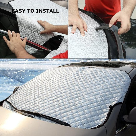Car Windshield Cover - Thickened protective cover for the windshield - protects against snow, ice, frost, sun, UV rays, dust and water - ideal for SUVs - suitable for all seasons.