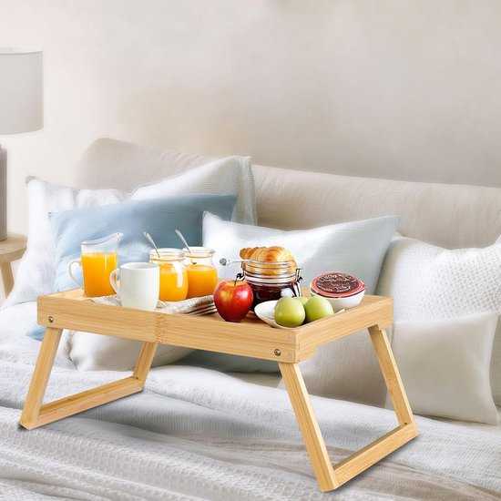 Folding table - Camping table - Portable folding table - Can be used as a dining table, TV table, laptop table, snack table, sofa table or work table - Natural wood color