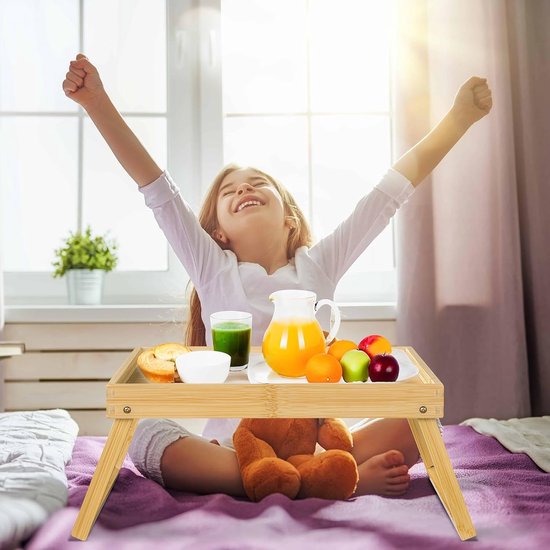 Folding table - Camping table - Portable folding table - Can be used as a dining table, TV table, laptop table, snack table, sofa table or work table - Natural wood color