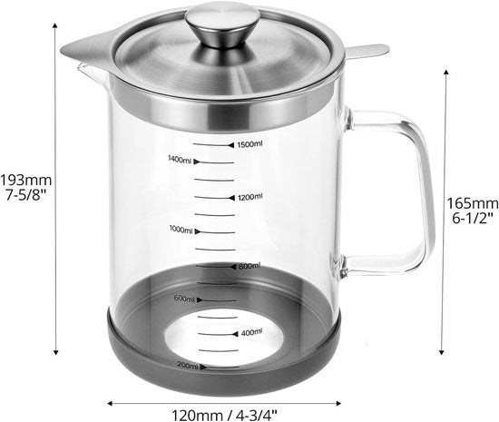 Oil Can - Leak-Proof Oil Container - Oil Filter Can - Oil Container for Household Kitchen Use - Leak-Proof Oil Can with Mesh Filter - Glass Oil Filter Can