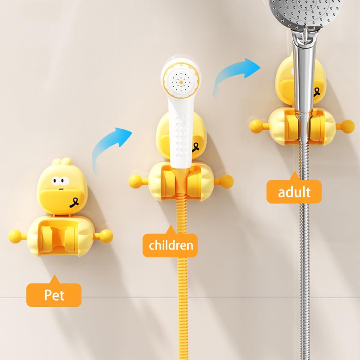 Shower Head Holder - Suction Cup Shower Head Holder - Punch-Free - Children's Shower Head Holder - Removable and Adjustable - 1 Pack