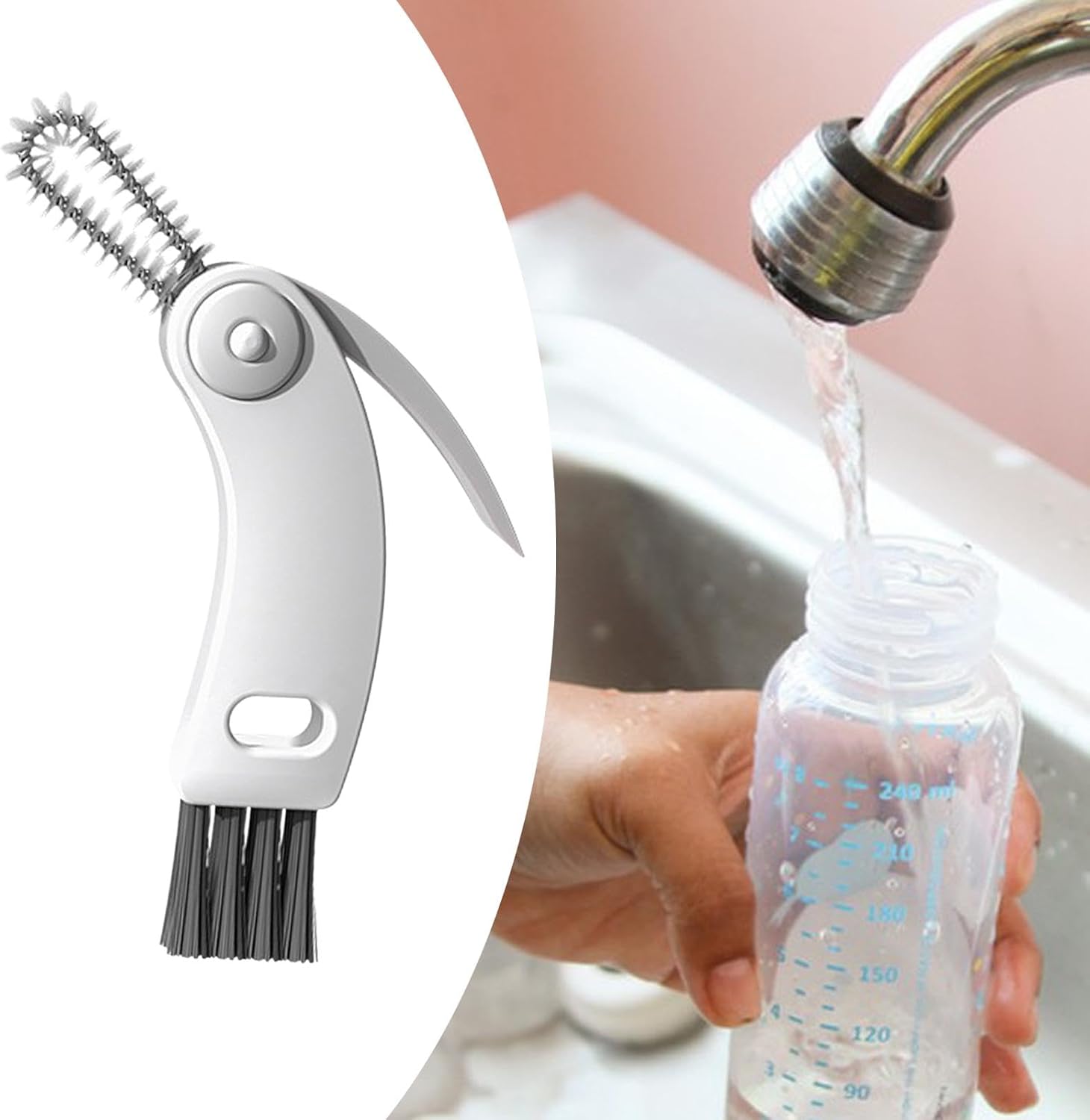 Bottle brush - bottle brush - cleaning brush - 3-in-1 cup lid brush - crevice groove cleaning - 1 pack