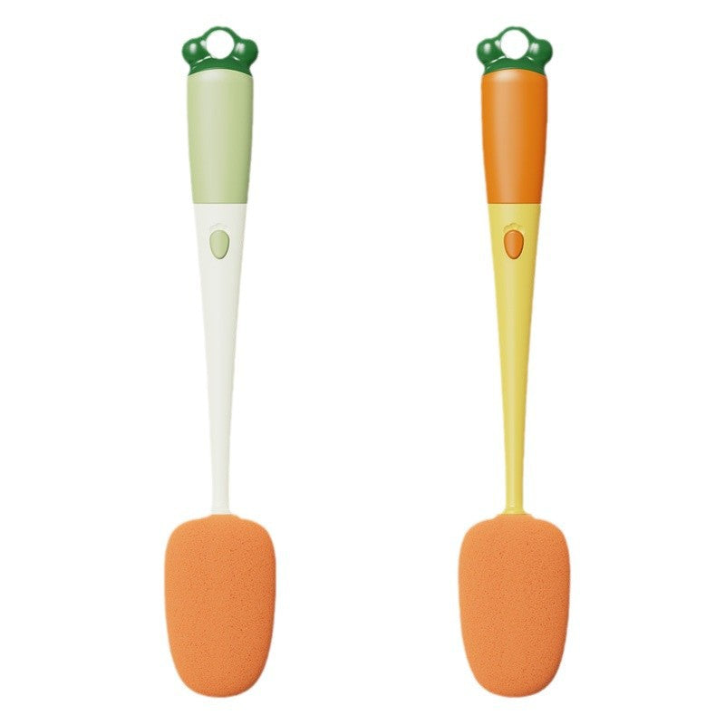 Bottle brush, bottle brush, cleaning brush, 3-in-1 cleaning brush, sponge brush, crevice brush head, soft rubber brush head, 2-pack