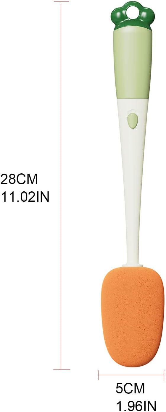 Bottle brush, bottle brush, cleaning brush, 3-in-1 cleaning brush, sponge brush, crevice brush head, soft rubber brush head, 2-pack