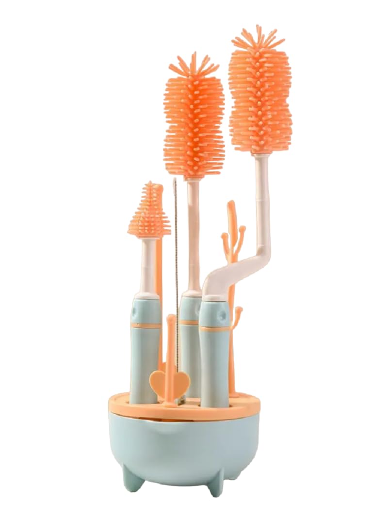 Bottle Brush - Bottle Brush - Cleaning Brush - 4 in 1 - Portable Bottle Cleaning Brush Set with Drying Rack