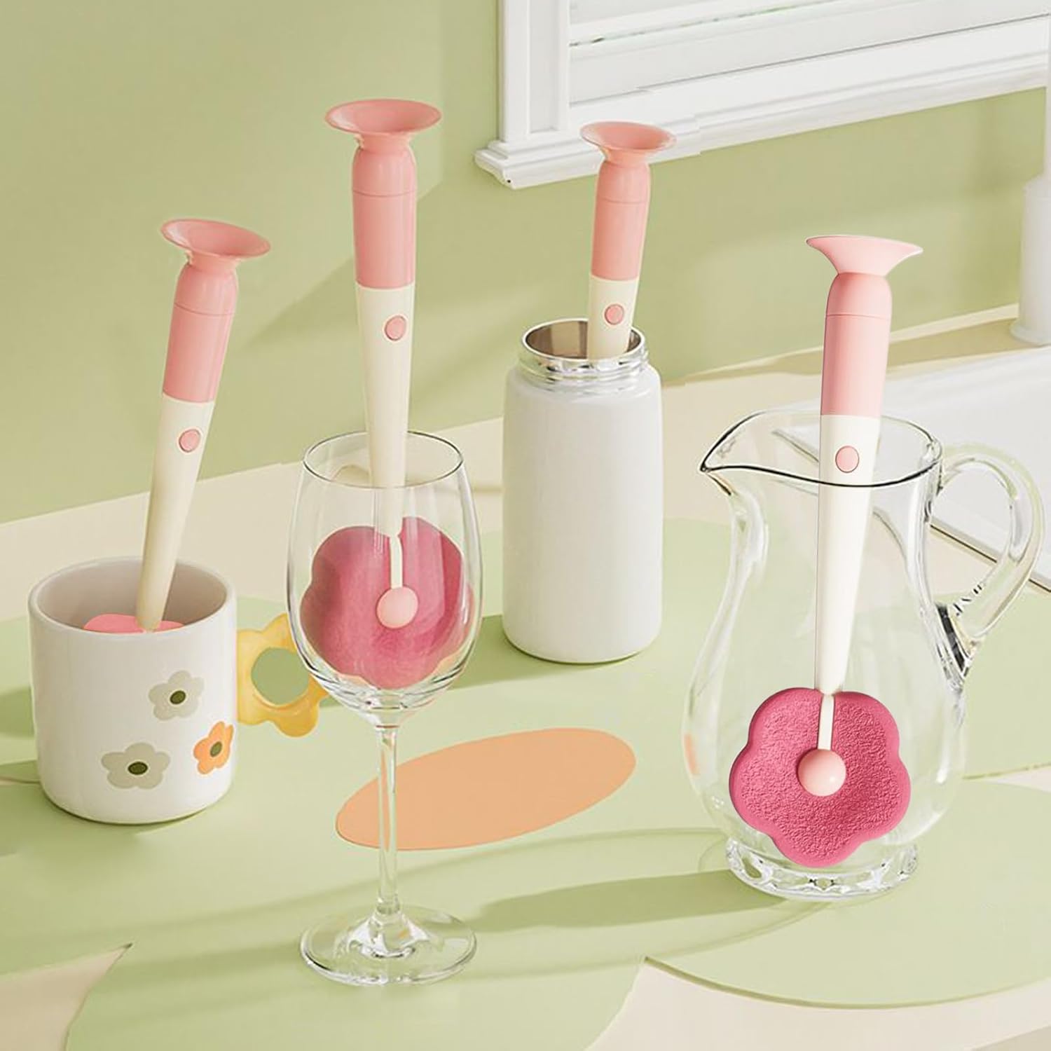 Bottle brush - bottle brush - cleaning brush - 3-in-1 cleaning brush - soft scrubbing texture - comes with two spare sponges - sponge cleaning brush