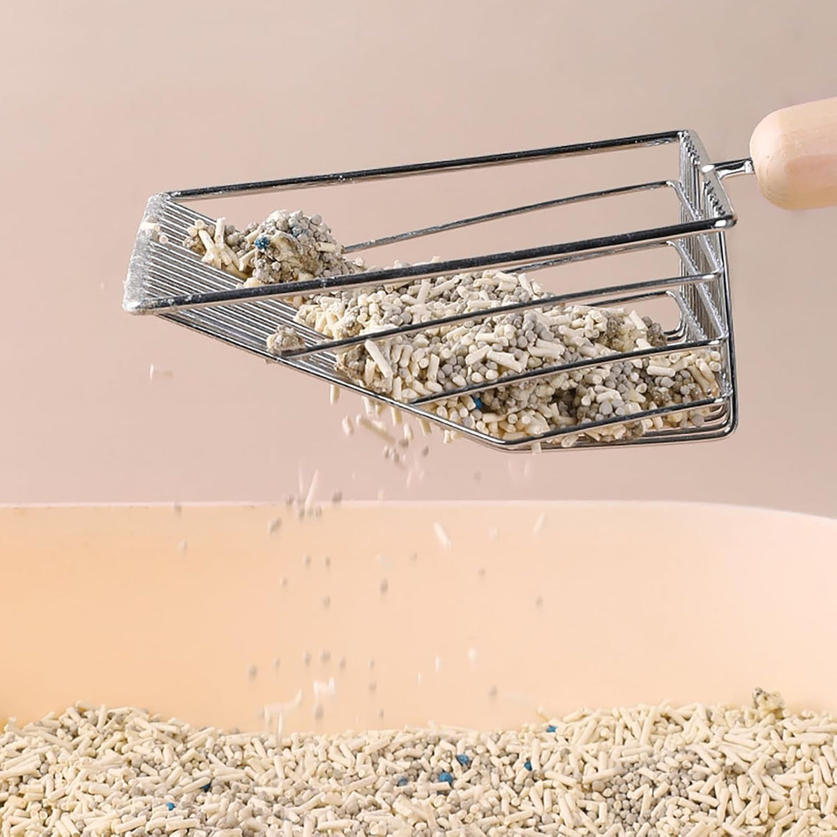 Cat Litter Scoop - Metal Scoop for Large Cats - with Foot - Living Room - Blue - 1 Pack