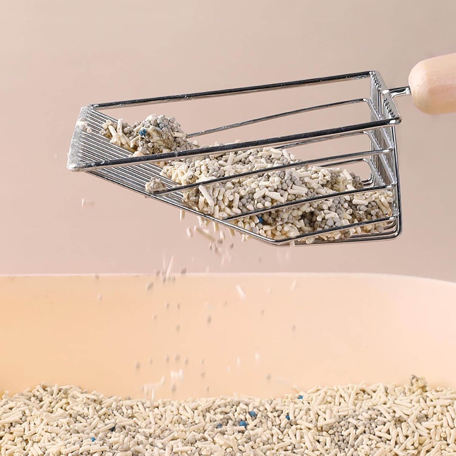 Cat Litter Scoop - Metal Scoop for Large Cats - with Foot - Living Room - Blue - 1 Pack