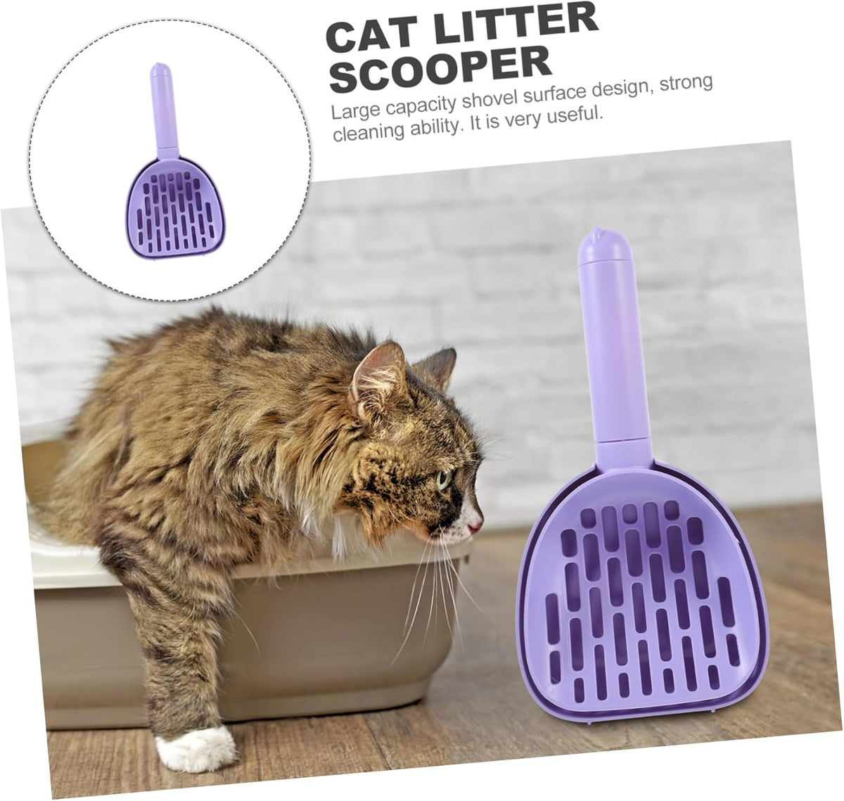 Cat Litter Scoop - Multifunctional - With Foot - Poop Picker - Purple - 1 Pack