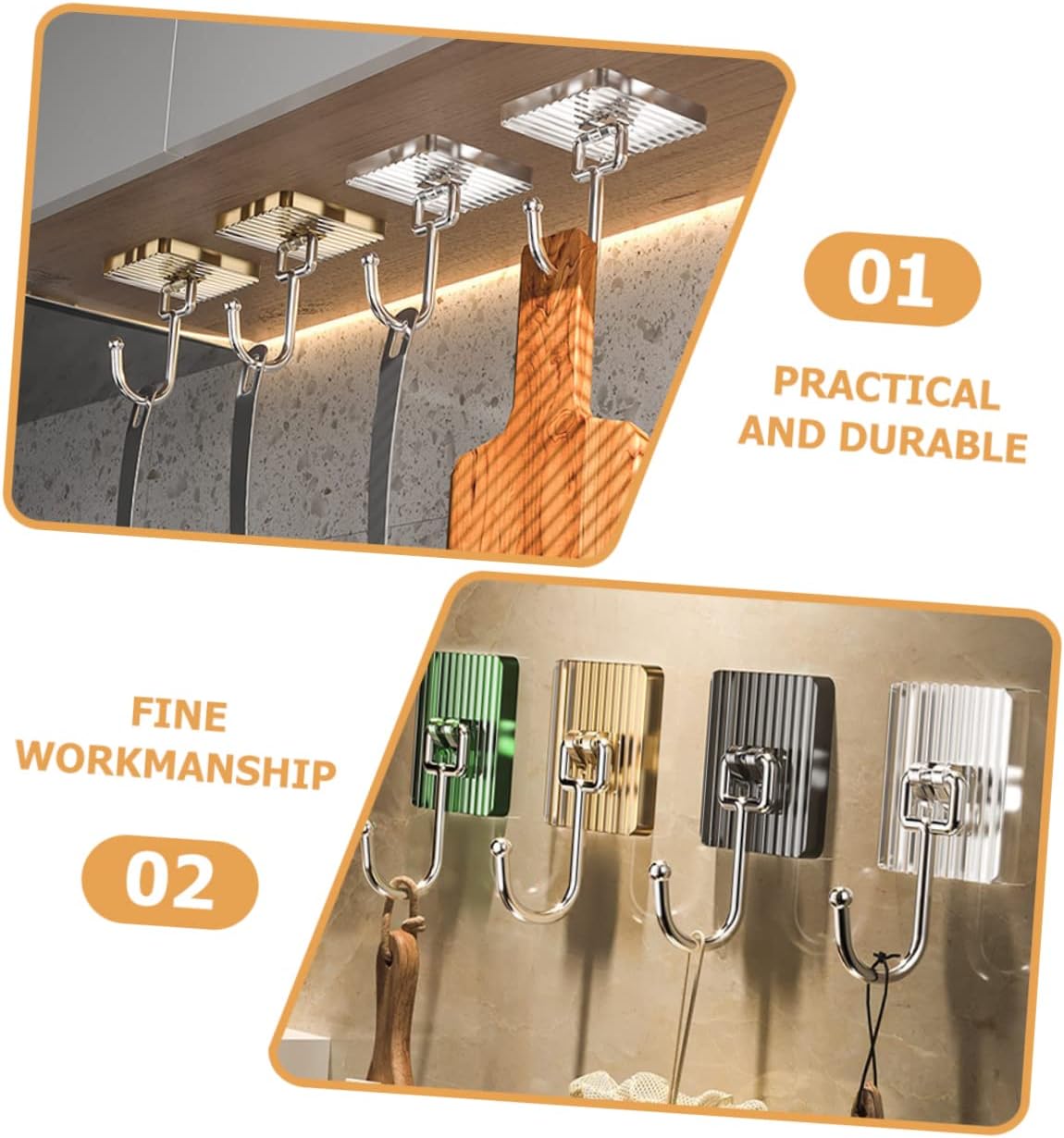 Self-adhesive Nail - nail-free kitchen and bathroom hooks - metal coat rack, wall coat hooks - decorative children's towel rack - self-adhesive wall hooks - four colors