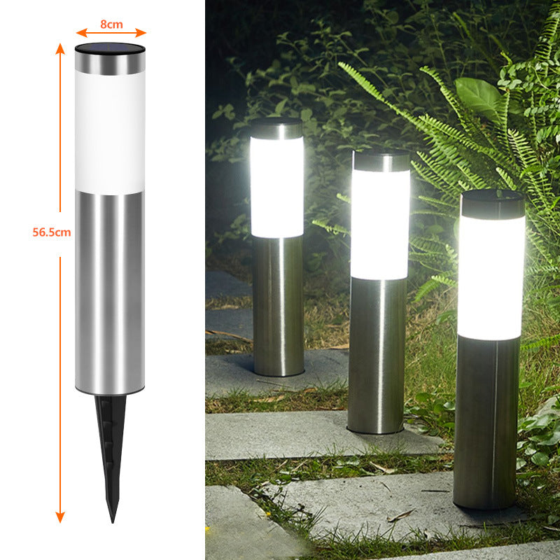 Solar Powered Outdoor Lamp - Stainless Steel - Cylindrical Garden Lamp - Waterproof - 1 Pack