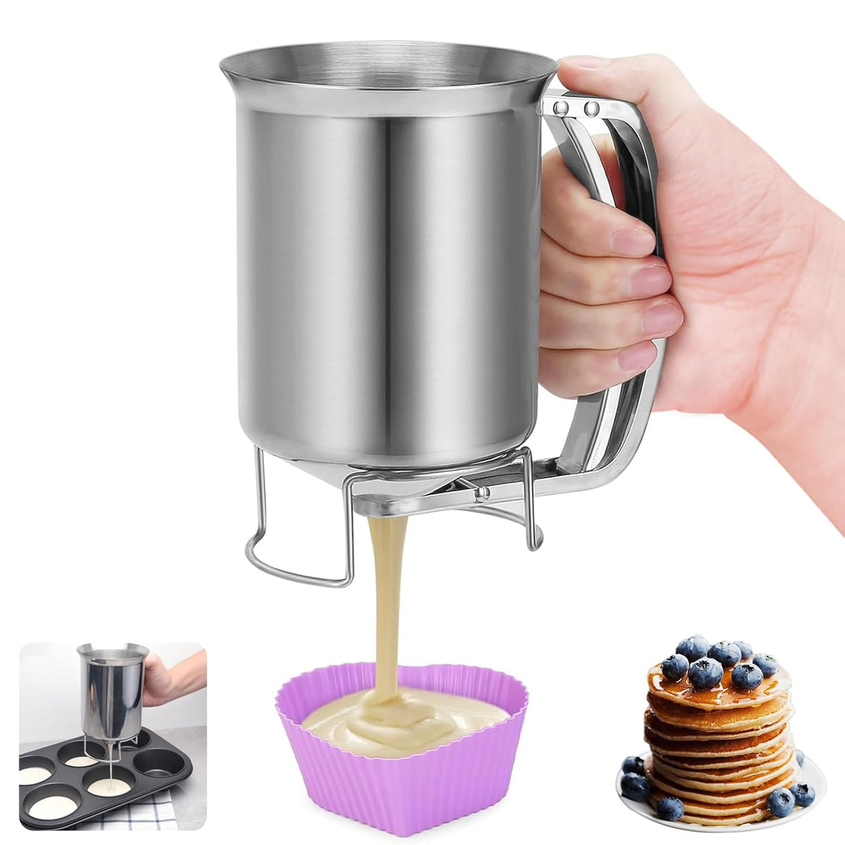 Batter Pourer - 900 ml With Squeeze Lever - Kitchen Aid For Cake And Pie