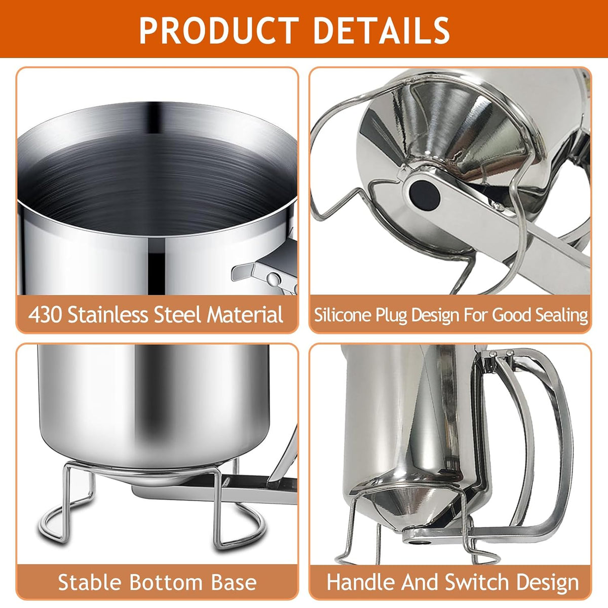 Batter Pourer - 900 ml With Squeeze Lever - Kitchen Aid For Cake And Pie