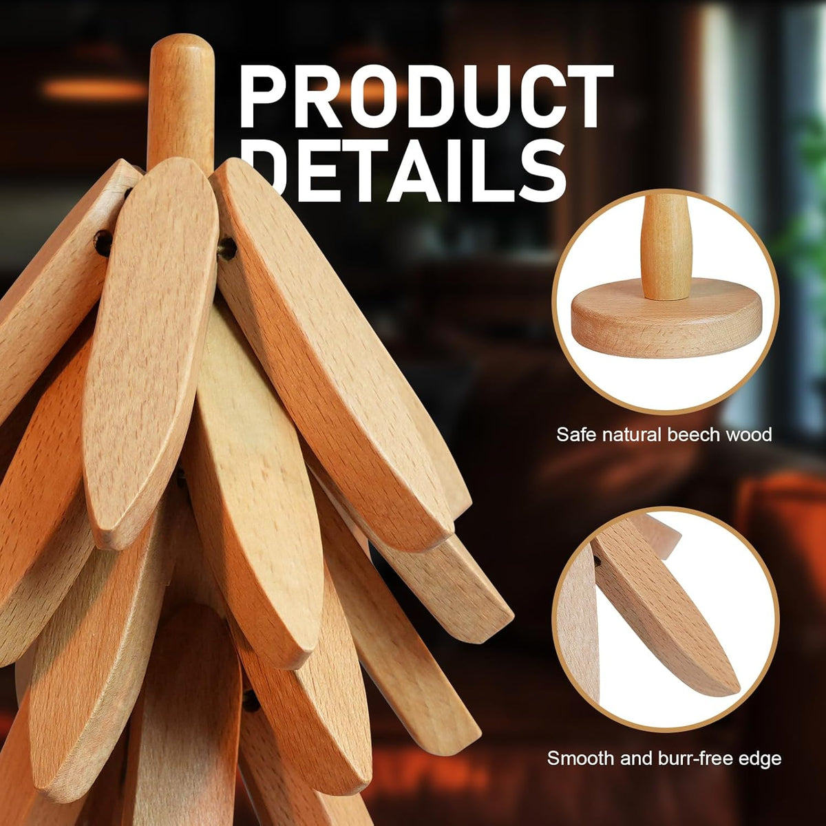 Tree Shape Coasters - Wooden Set of 4 - Protection and Decoration - For Kitchen