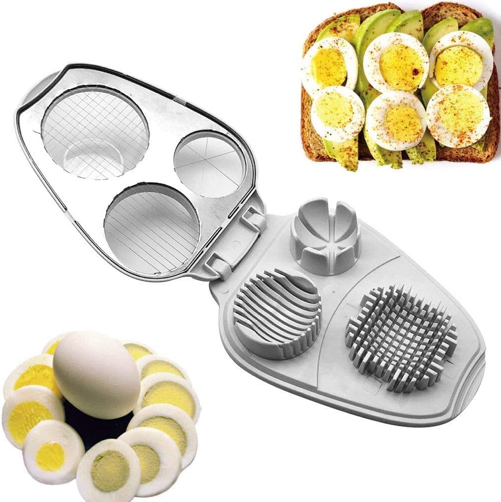 Egg Slicer - 3-in-1 Stainless Steel Slicer - For Eggs and Mushrooms - Precision Cutting Tool - Kitchen Aid
