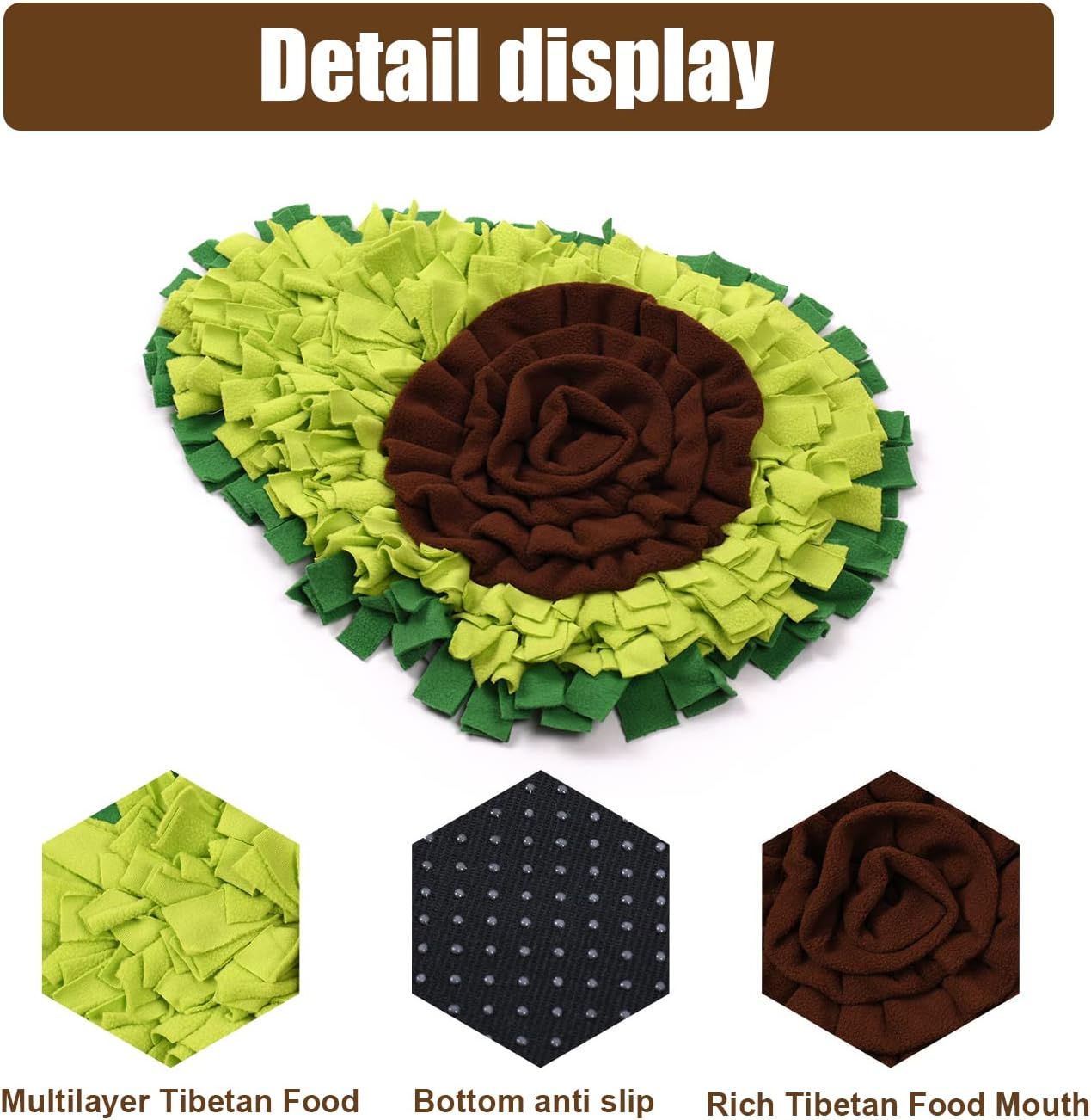 Snuffle Mat - Avocado Design with Foldable - For Dogs and Cats - Green Training Mat - Pet Activity