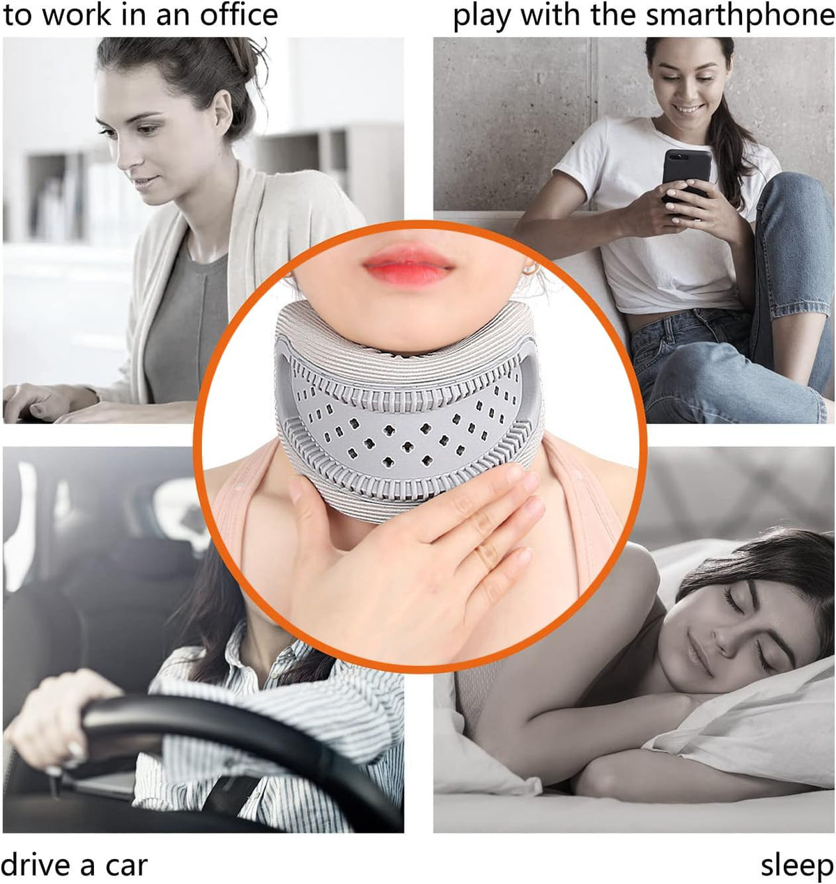 Neck Brace - Neck Pain - Neck Brace for Pain Relief and Support, Soft Adjustable Cervical Collar, Neck Traction Device, Neck Protectors for Spinal Stability and Alignment, Neck Pressure Relief for Men and Women - Gray